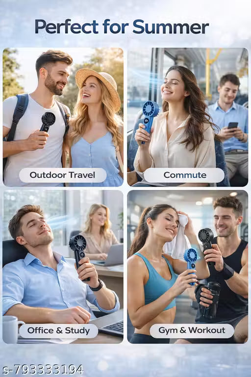 Mini Portable Fan, Powerful Hand Fan Cute Design 3 Speed Personal Small Desk Fan with Base, Lightweight Rechargeable USB Handheld Fan for Girl, Women, Men, Indoor, Outdoor